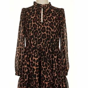 J. Crew Leopard Print Long Sleeve Dress